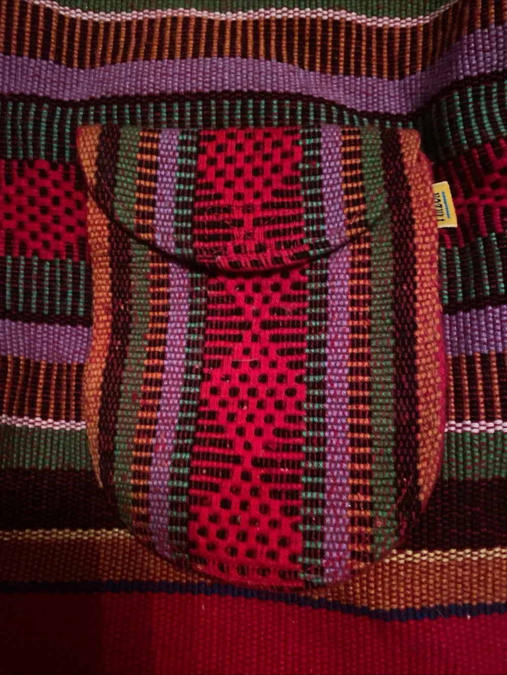 Handwoven Red Striped Women's Backpack Boho Hippie Bag
